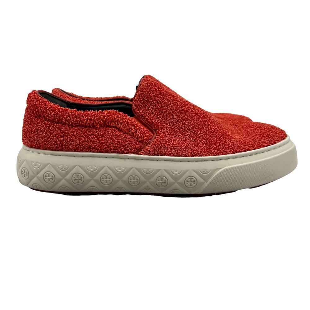Tory Burch Womens 10 Shoes Chili Ladybug Raffia Leather Slip On Low Top Sneakers